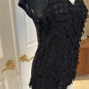 GORGEOUS black top with sheer material and scalloped features size small